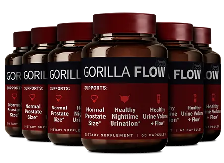 Six bottles of Gorilla Flow prostate supplement — best value 180-day supply